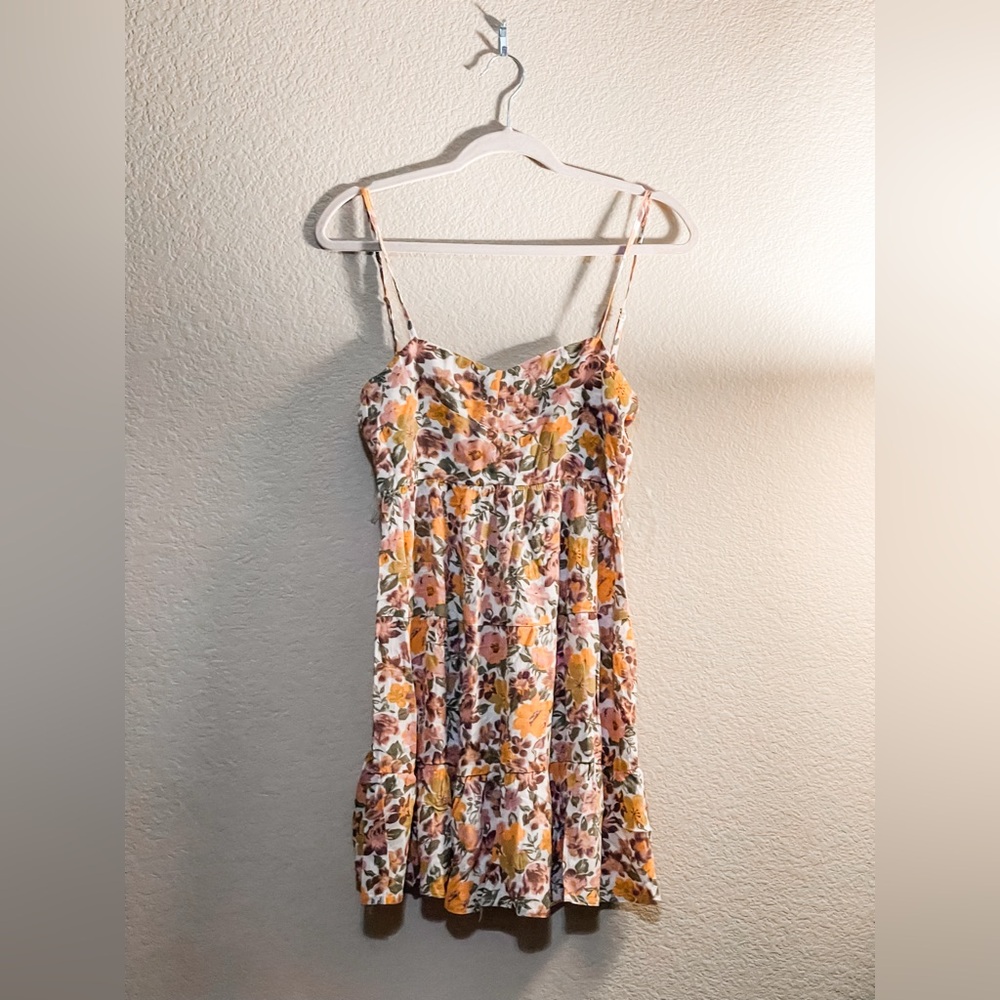 Floral Spaghetti Strap Sundress - Pink & Yellow